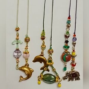 3 Beaded Bookmarks/Bookthongs With Dolphin Charms